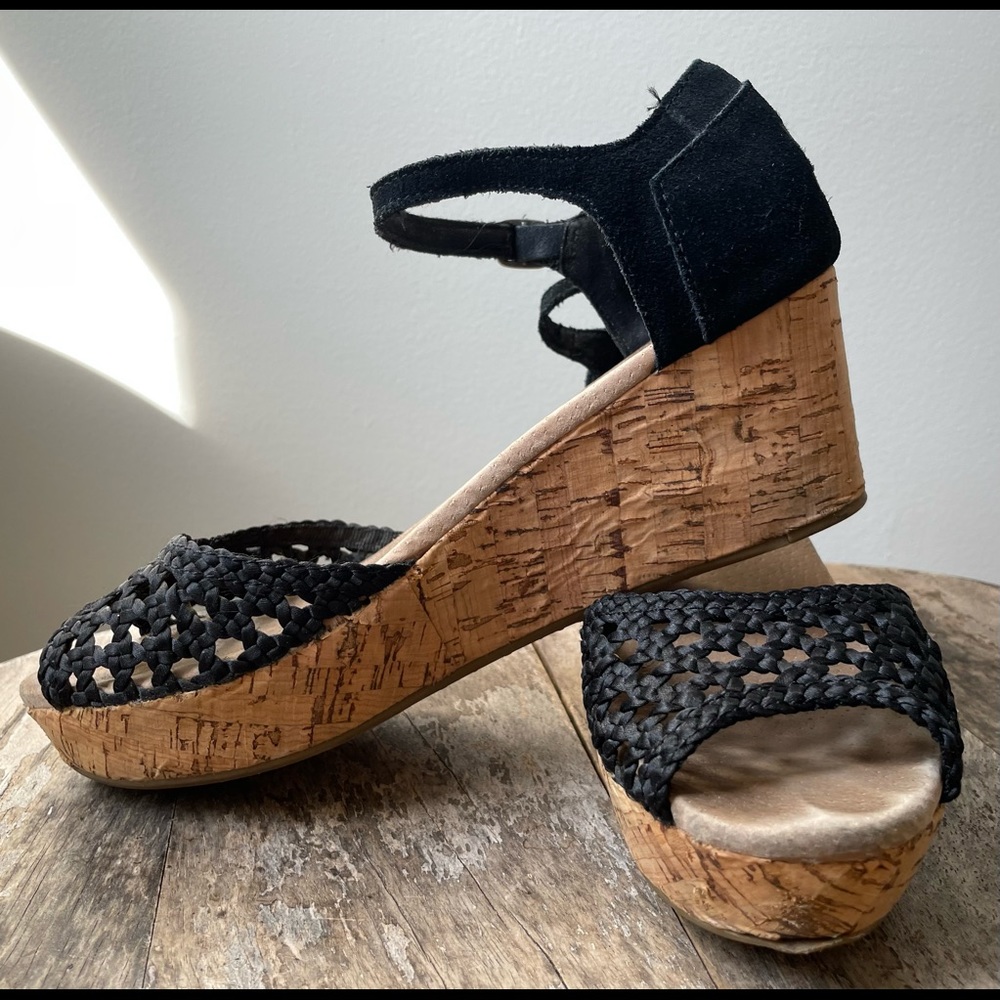 TOMS Stucco Satin Woven Platform Wedge Sandal